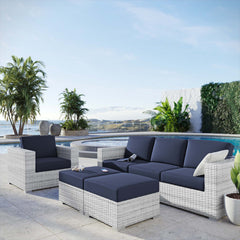 Convene Light Gray/Navy 4-Piece Outdoor Patio Set - Ornate Home