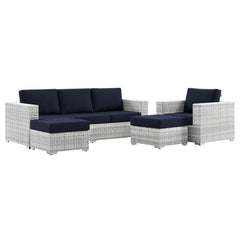 Convene Light Gray/Navy 4-Piece Outdoor Patio Set - Ornate Home