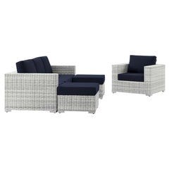 Convene Light Gray/Navy 4-Piece Outdoor Patio Set - Ornate Home