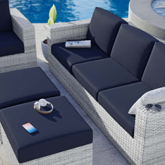 Convene Light Gray/Navy 4-Piece Outdoor Patio Set - Ornate Home