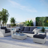 Convene Light Gray/Navy 6-Piece Outdoor Patio Set - Ornate Home