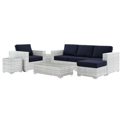 Convene Light Gray/Navy 6-Piece Outdoor Patio Set - Ornate Home