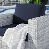 Convene Light Gray/Navy Outdoor Patio Armchair - Ornate Home