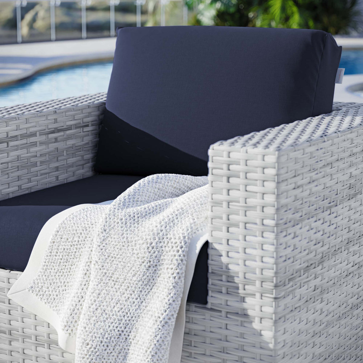 Convene Light Gray/Navy Outdoor Patio Armchair - Ornate Home