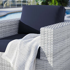 Convene Light Gray/Navy Outdoor Patio Armchair - Ornate Home