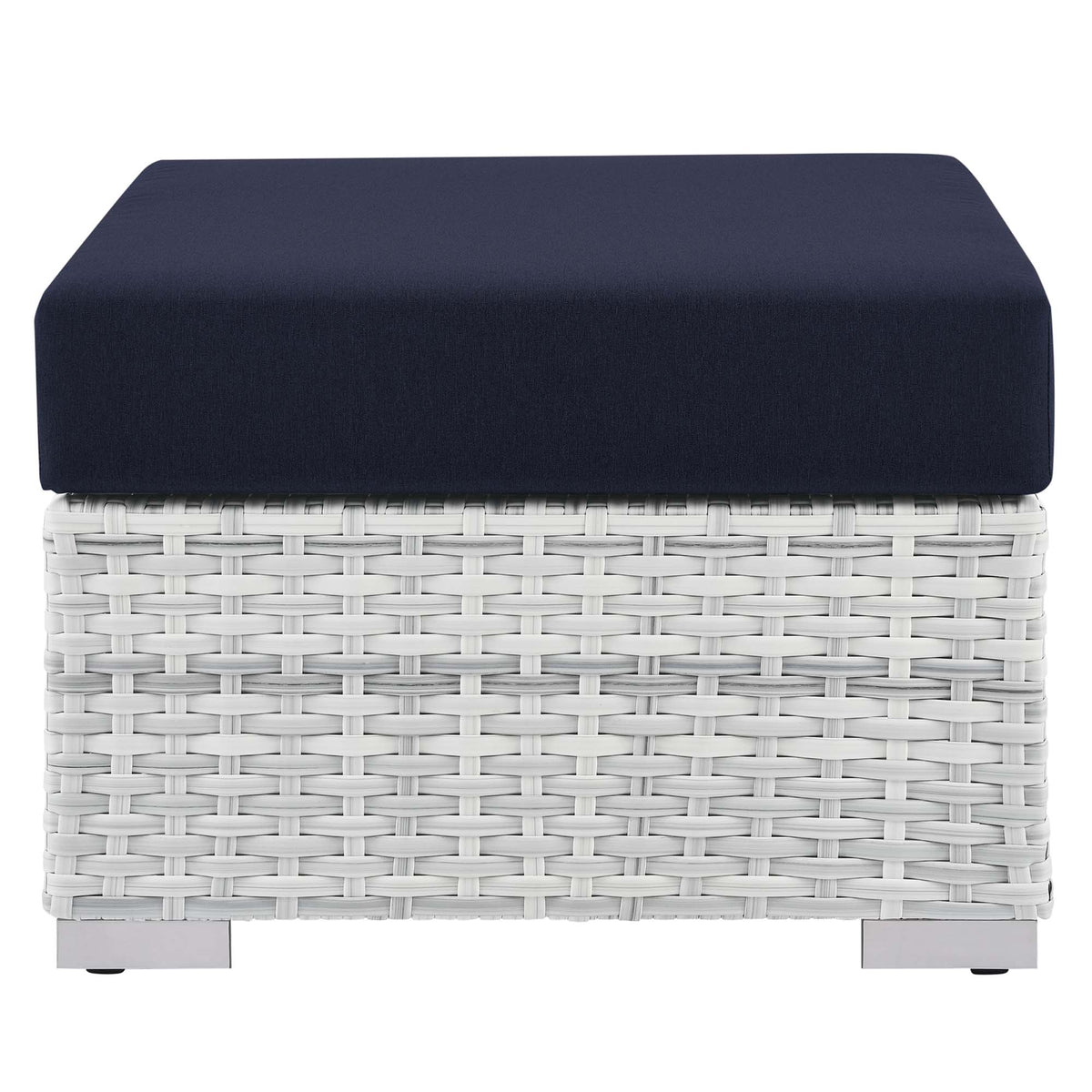 Convene Light Gray/Navy Outdoor Patio Ottoman - Ornate Home