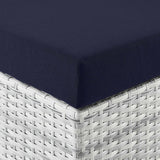 Convene Light Gray/Navy Outdoor Patio Ottoman - Ornate Home