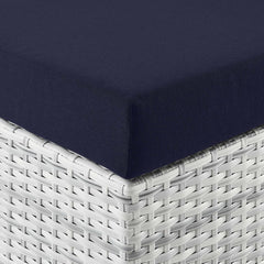 Convene Light Gray/Navy Outdoor Patio Ottoman - Ornate Home
