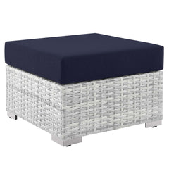 Convene Light Gray/Navy Outdoor Patio Ottoman - Ornate Home