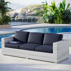Convene Light Gray/Navy Outdoor Patio Sofa - Ornate Home