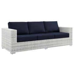Convene Light Gray/Navy Outdoor Patio Sofa - Ornate Home