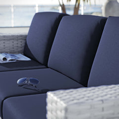 Convene Light Gray/Navy Outdoor Patio Sofa - Ornate Home