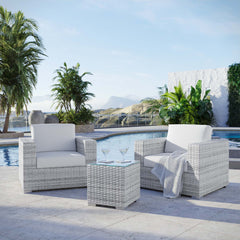 Convene Light Gray/White 3-Piece Outdoor Patio Set - Ornate Home