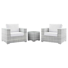 Convene Light Gray/White 3-Piece Outdoor Patio Set - Ornate Home