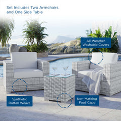 Convene Light Gray/White 3-Piece Outdoor Patio Set - Ornate Home
