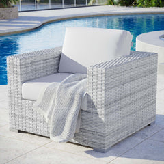 Convene Light Gray/White Outdoor Patio Armchair - Ornate Home
