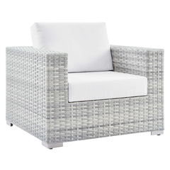 Convene Light Gray/White Outdoor Patio Armchair - Ornate Home