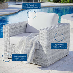 Convene Light Gray/White Outdoor Patio Armchair - Ornate Home