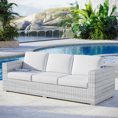 Convene Light Gray/White Outdoor Patio Sofa - Ornate Home
