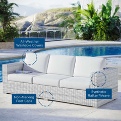 Convene Light Gray/White Outdoor Patio Sofa - Ornate Home