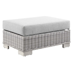 Conway Light Gray 2-Piece Outdoor Patio Wicker Rattan Armchair and Ottoman Set - Ornate Home