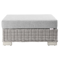 Conway Light Gray 2-Piece Outdoor Patio Wicker Rattan Armchair and Ottoman Set - Ornate Home