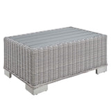Conway Light Gray 32" Outdoor Patio Wicker Rattan Coffee Table - Ornate Home