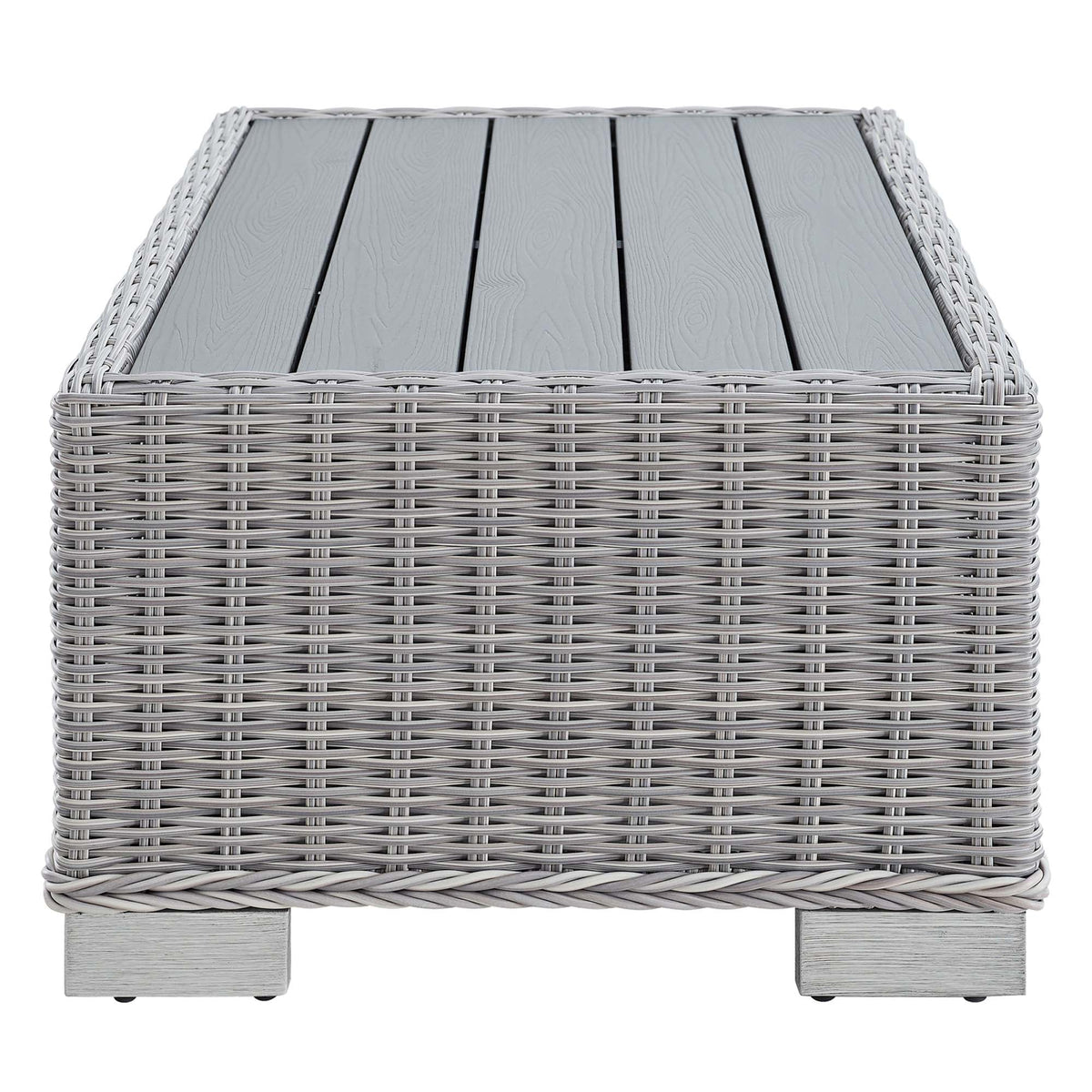 Conway Light Gray 32" Outdoor Patio Wicker Rattan Coffee Table - Ornate Home