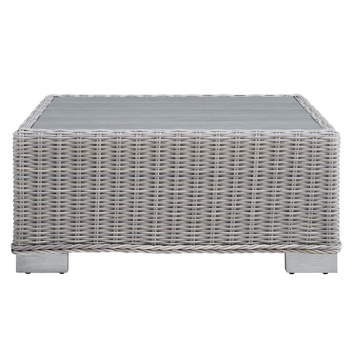 Conway Light Gray 32" Outdoor Patio Wicker Rattan Coffee Table - Ornate Home