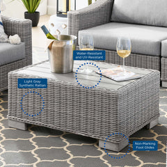 Conway Light Gray 4-Piece Outdoor Patio Wicker Rattan Furniture Set - 91x150" - Ornate Home