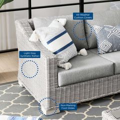Conway Light Gray 4-Piece Outdoor Patio Wicker Rattan Furniture Set - 91x150" - Ornate Home