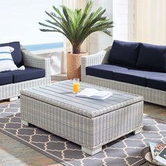Conway Light Gray 45" Outdoor Patio Wicker Rattan Coffee Table - Ornate Home