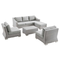 Conway Light Gray 5-Piece Outdoor Patio Wicker Rattan Furniture Set - 104x114" - Ornate Home