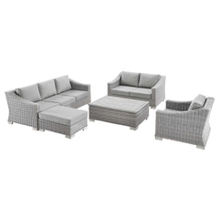 Conway Light Gray 5-Piece Outdoor Patio Wicker Rattan Furniture Set - 114x127" - Ornate Home