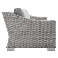 Conway Light Gray/Gray 4-Piece Sunbrella Outdoor Patio Wicker Rattan Furniture Set - 68x150" - Ornate Home