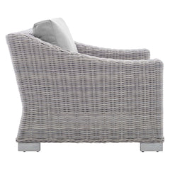 Conway Light Gray/Gray 4-Piece Sunbrella Outdoor Patio Wicker Rattan Furniture Set - 68x150" - Ornate Home