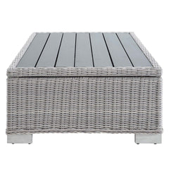 Conway Light Gray/Gray 4-Piece Sunbrella Outdoor Patio Wicker Rattan Furniture Set - 68x150" - Ornate Home