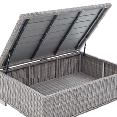 Conway Light Gray/Gray 4-Piece Sunbrella Outdoor Patio Wicker Rattan Furniture Set - 68x150" - Ornate Home
