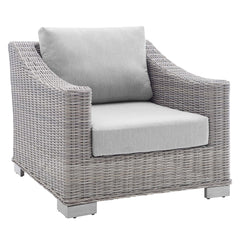 Conway Light Gray/Gray 4-Piece Sunbrella Outdoor Patio Wicker Rattan Furniture Set - 91x150" - Ornate Home