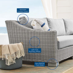 Conway Light Gray/Gray 4-Piece Sunbrella Outdoor Patio Wicker Rattan Furniture Set - 91x150" - Ornate Home