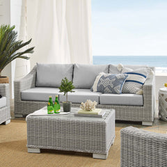 Conway Light Gray/Gray 4-Piece Sunbrella Outdoor Patio Wicker Rattan Furniture Set - 91x150" - Ornate Home