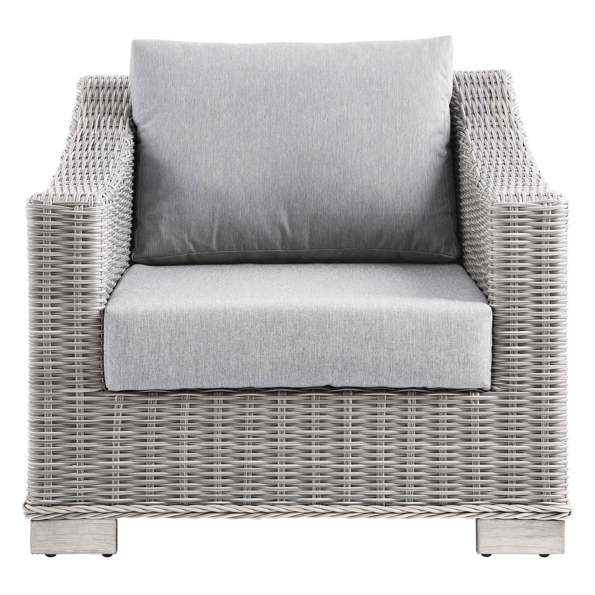 Conway Light Gray/Gray Outdoor Patio Wicker Rattan Armchair - Ornate Home