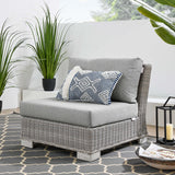 Conway Light Gray/Gray Outdoor Patio Wicker Rattan Armless Chair - Ornate Home