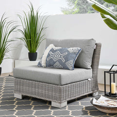 Conway Light Gray/Gray Outdoor Patio Wicker Rattan Armless Chair - Ornate Home
