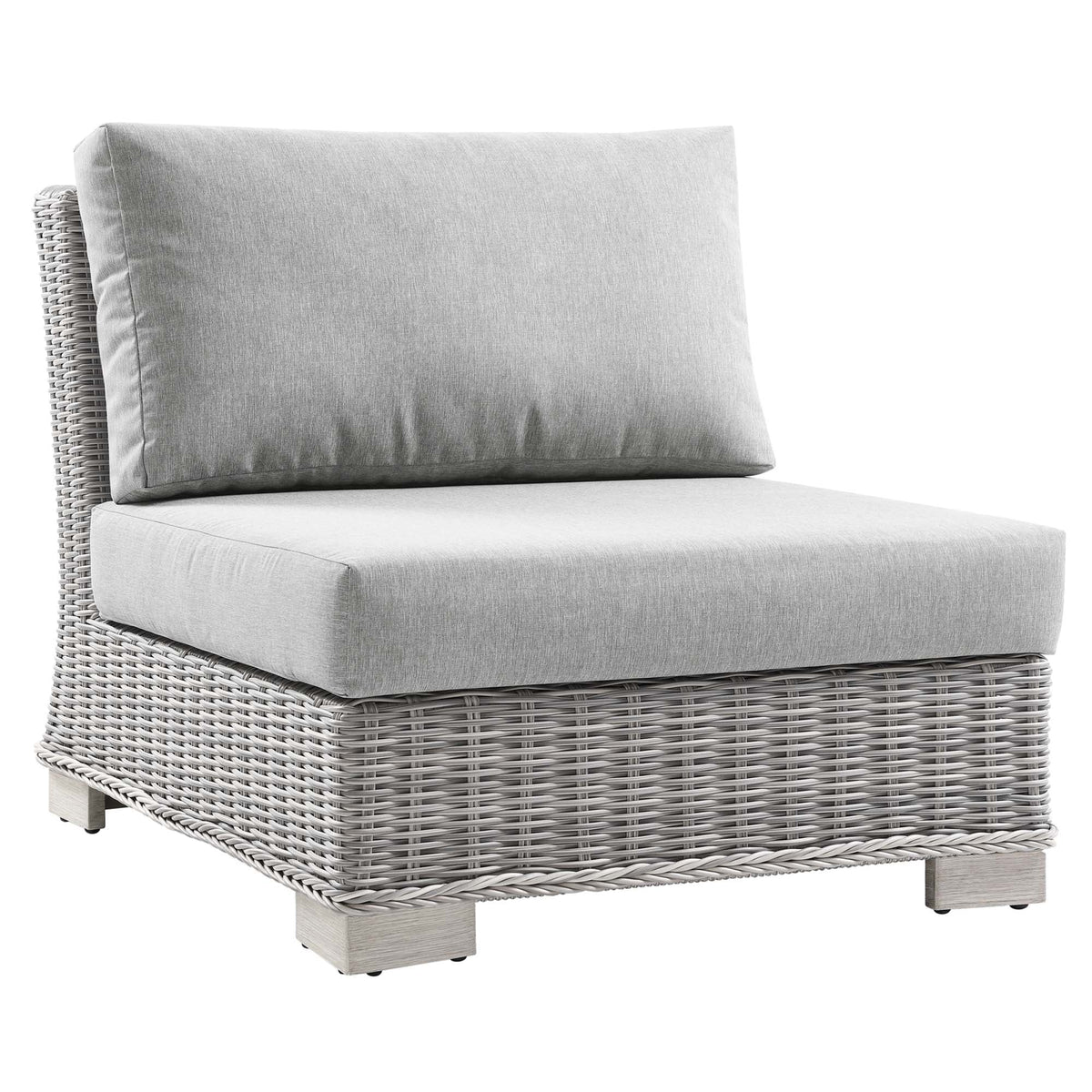 Conway Light Gray/Gray Outdoor Patio Wicker Rattan Armless Chair - Ornate Home