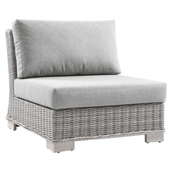 Conway Light Gray/Gray Outdoor Patio Wicker Rattan Armless Chair - Ornate Home