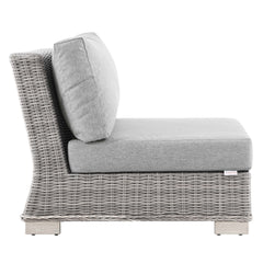 Conway Light Gray/Gray Outdoor Patio Wicker Rattan Armless Chair - Ornate Home