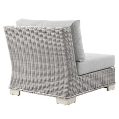 Conway Light Gray/Gray Outdoor Patio Wicker Rattan Armless Chair - Ornate Home