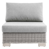 Conway Light Gray/Gray Outdoor Patio Wicker Rattan Armless Chair - Ornate Home
