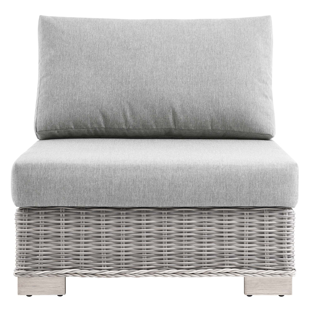 Conway Light Gray/Gray Outdoor Patio Wicker Rattan Armless Chair - Ornate Home